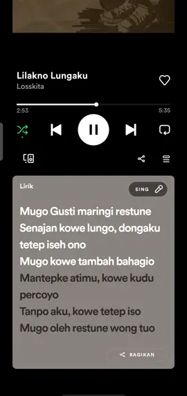 Mantepke atimu, kowe kudu percoyo, tanpo aku, kowe tetep iso 🙂 