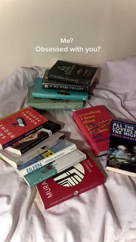 The favs 🖤 #favouritebooks #favbooks #bookrecs #ifwewerevillains #alonewithyouintheether #thesongofachilles #alltheloversinthenight #everythingiknowaboutlove #ottessamoshfegh #murakami #godtierbooktag #booktag #readingcommunity #readersoftiktok #readersofbooktok 