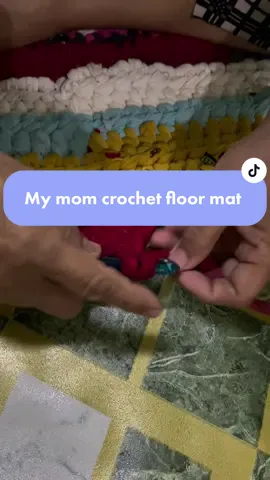 My mom handmade crochet floor mat 🧶🪡#crochet #recycleup #reuse #oldclothes #handmadecraft #handmadecrochet #tiktokmalaysia #cny2023 #cny2023🎉 #tiktokviral #handmadewithlove #fypmalaysia🇲🇾 