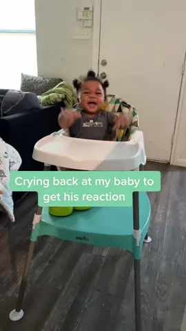 Crying back at my baby to get his reaction 😂 #CapCut #cryingbaby #8monthold #reactionvideo 