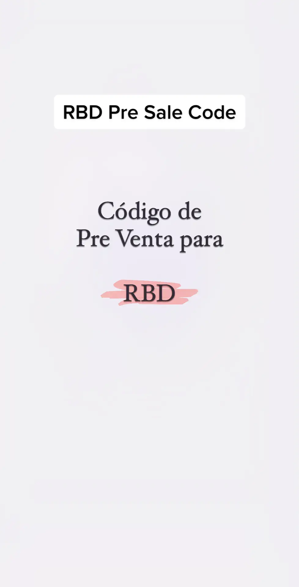 Aqui les dejo un código de pre venta para RBD! Suerte a todos!! 🤠 #rbdpresale #presalecode #rbdpresalecode #bertogdenarena #rbd #rbdrgv #concertconnoissuer 