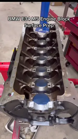 BMW E34 M5 Engine Block Surface Prep #bmw #bmwe34 #bmwm5 #bmwmotorsport #engine #restoration #DIY #mechanic #technician #mechanicsoftiktok #techniciansoftiktok 