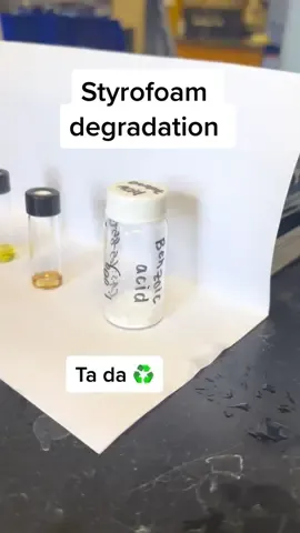 For more info on this reactions check out our JACS paper or listen to Erin talk about it on The Pulse! All links can be found on our linktr.ee 🫶♻️ #chemistry #cornelluniversity #stem #Sustainability #plasticdegradation #scienceexperiments #research #graduateschool 