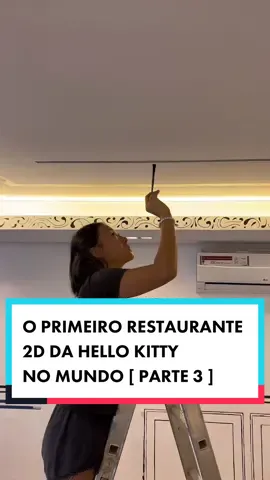 PARTE 3 da saga PINTANDO O PRIMEIRO RESTAURANTE DA HELLO KITTYPB 2D DO MUNDO 🌍😱 Serão 3 andares todos pintados à mão com muito carinho 🤍 #liberdade #pintura #interiores #2d #hellokitty #artista 