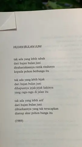 Hujan Bulan Juni, Sapardi Djoko Damono. #poem #poetry #writing #puisi #sajak #sapardidjokodamono #hujanbulanjuni 