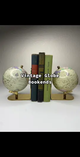 These bookend globes are a fabulous vintage addition to your bookshelf or library! The globes actually spin! They’re super detailed also ✨ #resellertiktok #resellercommunity #pickerlife #hustle #bohostyle #vintagestyle #globe #bookends #coolstuff #entrepreneur 