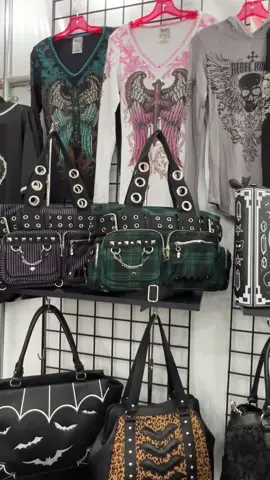 Shop the cutest purses at our new location opening feb 1st at Del Amo fashion center! more info on our instagram @wickedmisfitshop #goth #emo #girly #grunge #OOTD #purse #santafespringsswapmeet  #handbag #SmallBusiness #fyp 