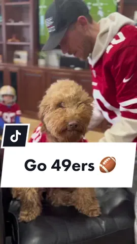 Getting our youngest ready for the game 🏈 #gosports #49ers #SuperBowl #ReadySetLift #fyp #dogsoftiktok #boymom 