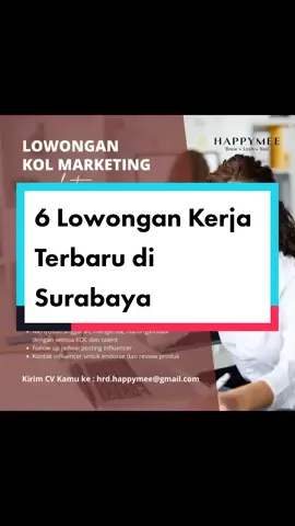 6 Lowongan Kerja Terbaru di Surabaya #lowongan #loker #lowongankerja #ayogawe #lokersby #lokersurabaya #lowongansurabaya 