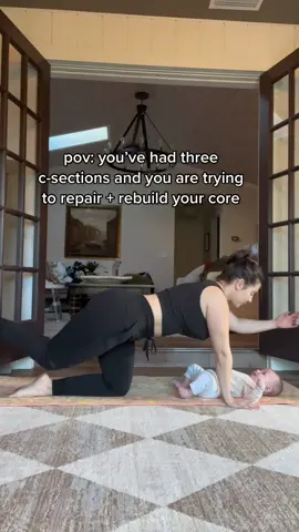 3 c-sections later and trying to repair and rebuild my core with these exercises #csectionrecovery #coreworkout #postpartumfitness #postpartumabrehab 