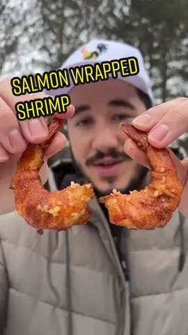 Salmon wrapped shrimp 🐟🍤 Idea from the legend @jortskitchen 🫡 #seafood #healthyrecipes #salmonrecipe 