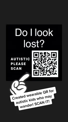 I created this wearable QR for Cal. We worry about him wandering. Now, someone can scan the code and get immediate directions from his Mom, contact numbers and videos that will keep him calm until we can show up! Thoughts? #autism #autismawareness #autismmom #autismdad #autismawareness #autismfamily #autismsupport #autismparentssupport #autismparents 