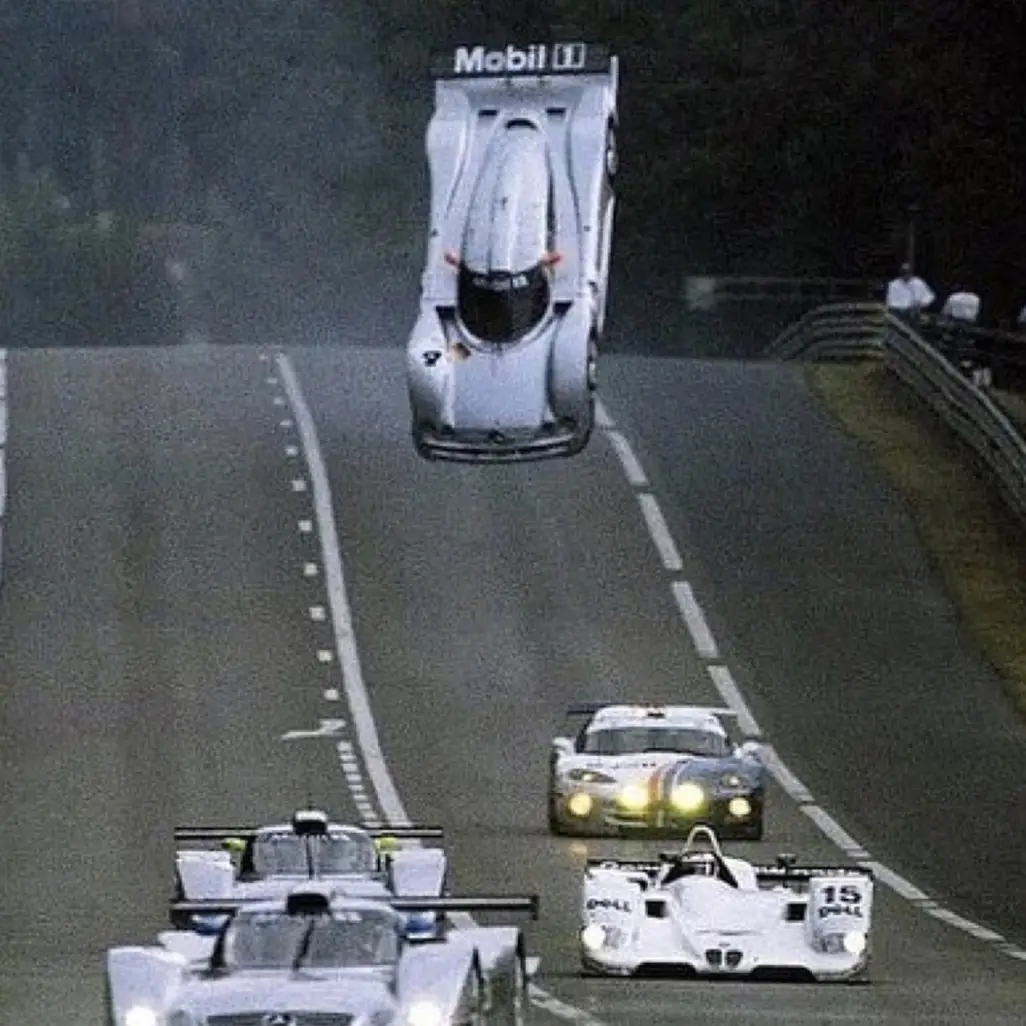 The Mercedes CLR that managed to flip head over at "Le Mans" race in 1999. This crash is considered one of the worst accidents in racing history. #fyp #mercedes #carcrash #racing