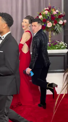 Hi from the #grammys #redcarpet with @dylanmulvaney and @chris … get it! #justforvariety