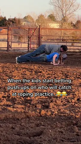 Everybody caught and everybody missed. #abetsabet #ropingpractice #pushups #betsabet 