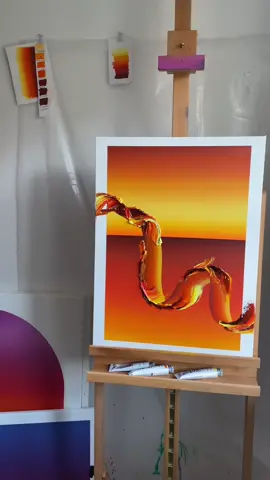 Finishing off this sunny piece ☀️ Available soon! 💫 #art #painting #abstractart #sunset #sunrise #gradient 