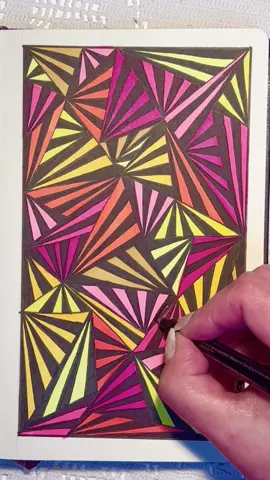 These colors change my energy 💕🧡💛#foryou #LearnOnTikTok #tutorial #drawing #calming #satisfying #relaxing #tegning #triangles #happy #anxietyrelief #StressRelief #lykkeluna #metime #MomsofTikTok #DIY #creative #zentangle #pattern #pink #orange #yellow