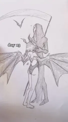 #draweverydaychallenge day 13 🦇💀❤️ #draweveryday #drawingeveryday #pencilsketch #sketchbookinspiration #virale #sketchbookinspo #illustrators #comicartists 
