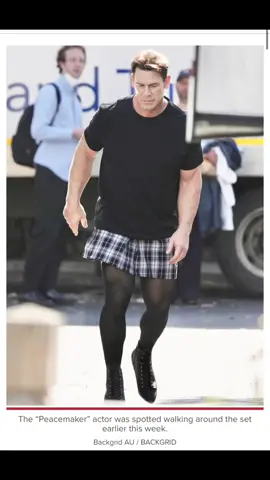 John Cena spotted rocking short skirt, thigh-highs and heels. Cena sported a black T-shirt; a short, black-and-white plaid skirt; thigh-high stockings, and lace-up black leather heels. This was photographed on a movie set he is currently filming in Australia called “Ricky Stanicky!” But babe he is wearing that skirt & heels 💅🏾  #JonCena #WWE #maninheels #maninskirt #stocking #fyp #2023 #austarila #movieset #movie #feburary #newyorkpost #explorerpage #explorepage #notbad #gojon 
