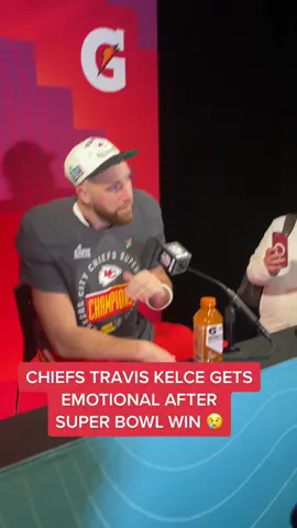 Chiefs Travis Kelce got emotional after winning his second Super Bowl 😢 #nfl #SuperBowl #chiefs #kansascitychiefs #traviskelce #chiefskingdom 