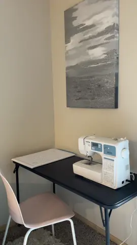 One day I’ll have a big home with a sewing studio, but this corner of my living room will do for now 💘 #sewing #sewingsetup #sewingstation 