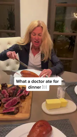 What a doctor ate for dinner 🥩🧈🍠 #doctorsoftiktok #doctor #food #Foodie #FoodTok #steak #sweetpotatoes #butter #health #healthy #wellness #medicine #whatieatinaday #dinner #doctorslife 
