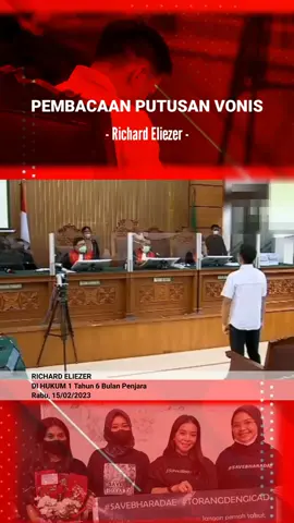 Rabu,15/02/2023. Sidang Pembacaan Putusan Richard Eliezer di PN Jakarta Selatan Siang Tadi. RE di vonis bersalah dengan masa tahanan selama 1 Tahun 6 Bulan. #richardeliezer #sambo #indonesiahariini  #breakingnews #todaynews  #today_breaking_news #shorts #shortsnews 