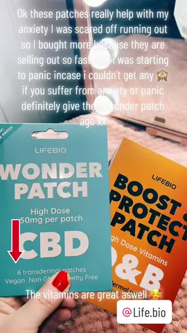Ok these patches really help with my anxiety I was scared off running out so I bought more because they are selling out so fast now i was starting to panic incase i couldn’t get any 🙈 if you suffer from anxiety or panic definitely give these wonder patch a try xx@Life.bio #wonderpatch #anxiety #panicattack #insomnia #MentalHealth #unboxing #tiktokshop #tiktokmademebuyit #fyp #foryou #fy #lifebio 