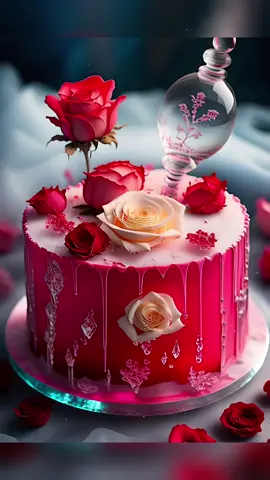 Crystal Rose Cake 🥰🥰🥰#creativecake #rosecake #cakerecipe #dripcake #beautifulcake 
