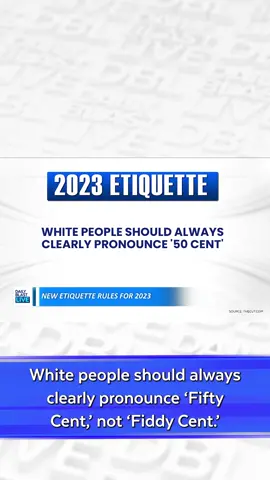 It’s a new year and that means some of us may need a refresher on modern etiquette. The way we socialize these days is not the same as it was before the pandemic and there is a whole new roster of faux pas to consider. One of these says, ‘white people should always clearly pronounce ‘Fifty Cent’ not ‘Fiddy Cent.’  The DBL Panel discusses how to really say it. #fiftycent #rapper #latenight #pronunciation
