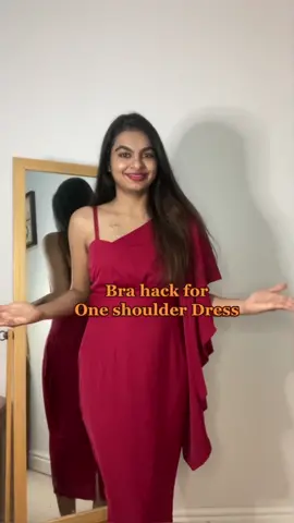 Bra hack for one shoulder dress . . #brahack #ukfashionblogger #ukindian #tiktok 