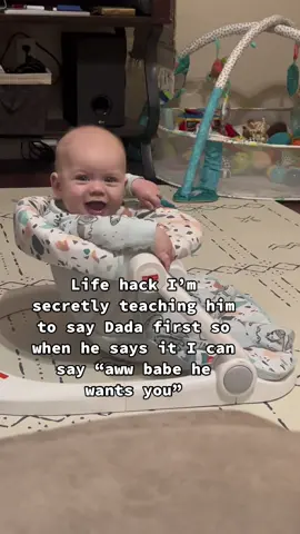 Mom hack of the century. 🤣🤣 don’t worry we are working on mama too. #mama #dada #firstwords #boymom #momlife #momhacks 