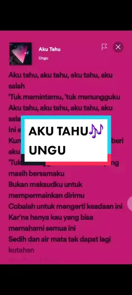 AKU TAHU WITH LYRICS by UNGU #akutahuungu #songlyrics #soundtrack #musicvibes #musicvibesmood #seo 