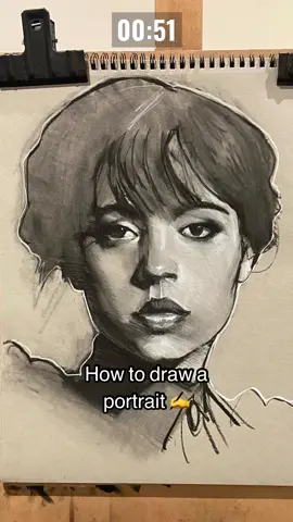 How to draw a portrait using charcoal.  An easy to follow step by step tutorial for beginners. #arttok #fyp #arttutorial #drawing 