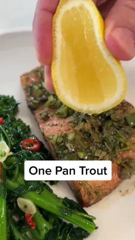 There's no trout about it. This one's a good one! Serves: 2 Prep time: 6 minutes  Cook time: 11 minutes  Special tools: Nice pan and a big spoon  Ingredients: 2 5-6oz trout fillets  1 pinch kosher salt 2 twists black pepper  1.5 tablespoons @TerraDelyssaOfficial EVOO  3 nubs butter, divided  1 tablespoon capers, chopped  2 tablespoons dill, chopped  3 tablespoons green olives, chopped  1 lemon squeeze  Method: 1. With the pan on medium-low heat, add olive oil and 1 nub of butter. Season your fillets and place them in the pan skin side down. Do not touch it for 4 minutes. 2. When the butter starts to brown, add 2 more nubs of butter and baste for 3 minutes.  3. Add capers, dill and olives. Baste for another 4 minutes. 4. Remove and let it rest for 2 minutes.  5. Finish and serve with a little lemon squeeze. . . . #katherinewants #troutrecipe #troutfishrecipe #troutreciepsfordinner #fishrecipes #fishdinnerrecipes #onepandinnerrecipes #onepanmeals #onepanrecipe #seafoodrecipes #seafoodrecipe #cookingrecipe #CookingHacks #cookingtips #cookingfish #tipsforcookingfish #tipsforcookingtrout #cookingtrout #datenight #datenightin #datenightideas #couplesgoals 