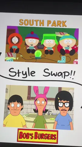 Back on my shit! The Belchers look so damn cute in the SP style  #southpark #bobsburgers #art #styleswap #southparkart #bobsburgersart #fyp #fanart #adultanimation 