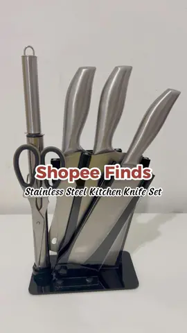 Stainless Steel Kitchen Knife Set with seamless handle attachment 💛#shopeefinds#kitchenware #kitchenknife #foryou #tiktokph