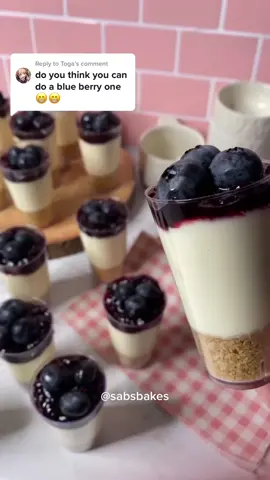 Replying to @Toga 👍 Blueberry & Blackcurrant Cheesecake Cups. Recipe Link in bio 😉 #dessertcups #partytreats #cheesecake #blueberry 