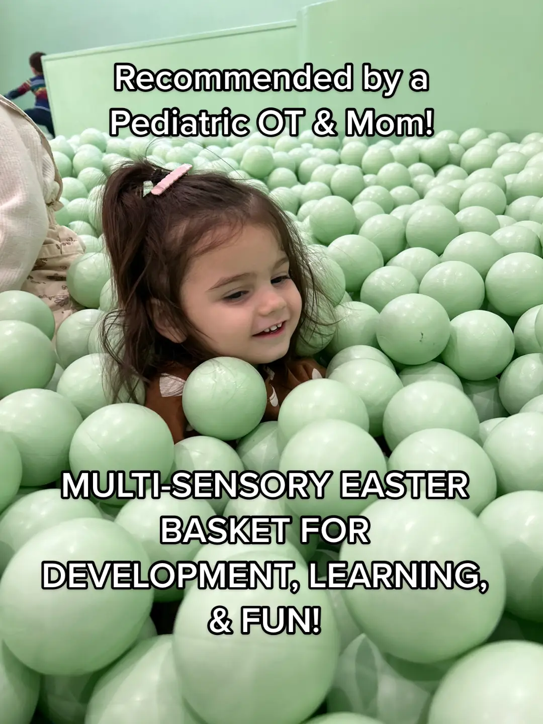 Easter Basket ideas for multi-sensory experiences while promoting development! #MomsofTikTok #momlife #momtok #toddlersoftiktok #developmentaltoys #parentingtips #occupationaltherapy #pediatricot #easterbasket #easterbasketideas #multisensorylearning 