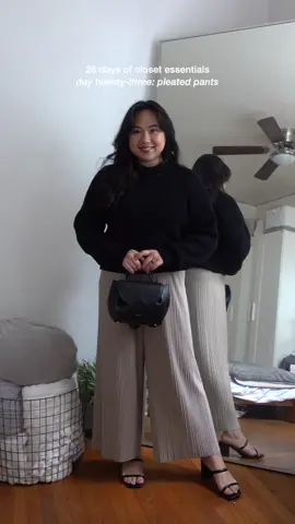 #28DaysofClosetEssenitals day 23: pleated pants 🫶🏻 just something a little different to pair your basics with 🥰 #28DaysofClosetEssenitals #stylingtips #capsulewardrobe #styletok #closetessentials 
