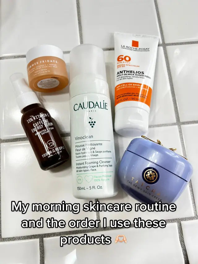 I have normal/ dry skin and these products leave my skin so dewy and feeling so good! #skincare #morningroutine #morningskincareroutine #morningskincare #beauty #makeup 