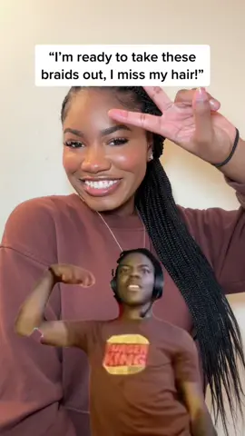 Anyone else?! I can barely get through one month of dealing with my hair before I want another protective style… braids are just easy! #naturalhair #protectivestyle #knotlessbraids #blackgirltiktok #naturalhairproblems #onekissisallittake #braidhairstyles 