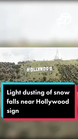 This is certainly a sight SoCal doesn't see often! AIR7 HD flew over the iconic sign and captured some dense fog hovering above and small chunks of snow along the trail below the sign. 🤩❄️ #snow #hollywoodsign #weather #winterstorm #news #abc7la #abc7eyewitness 