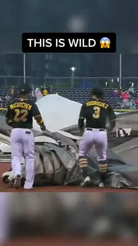 The players ran out to save a man who got stuck in the tarp 😱👏 