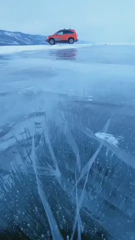 Lake Baikal in winter has crystal clear ice.#airpods #scenery #travel #ice #lake 