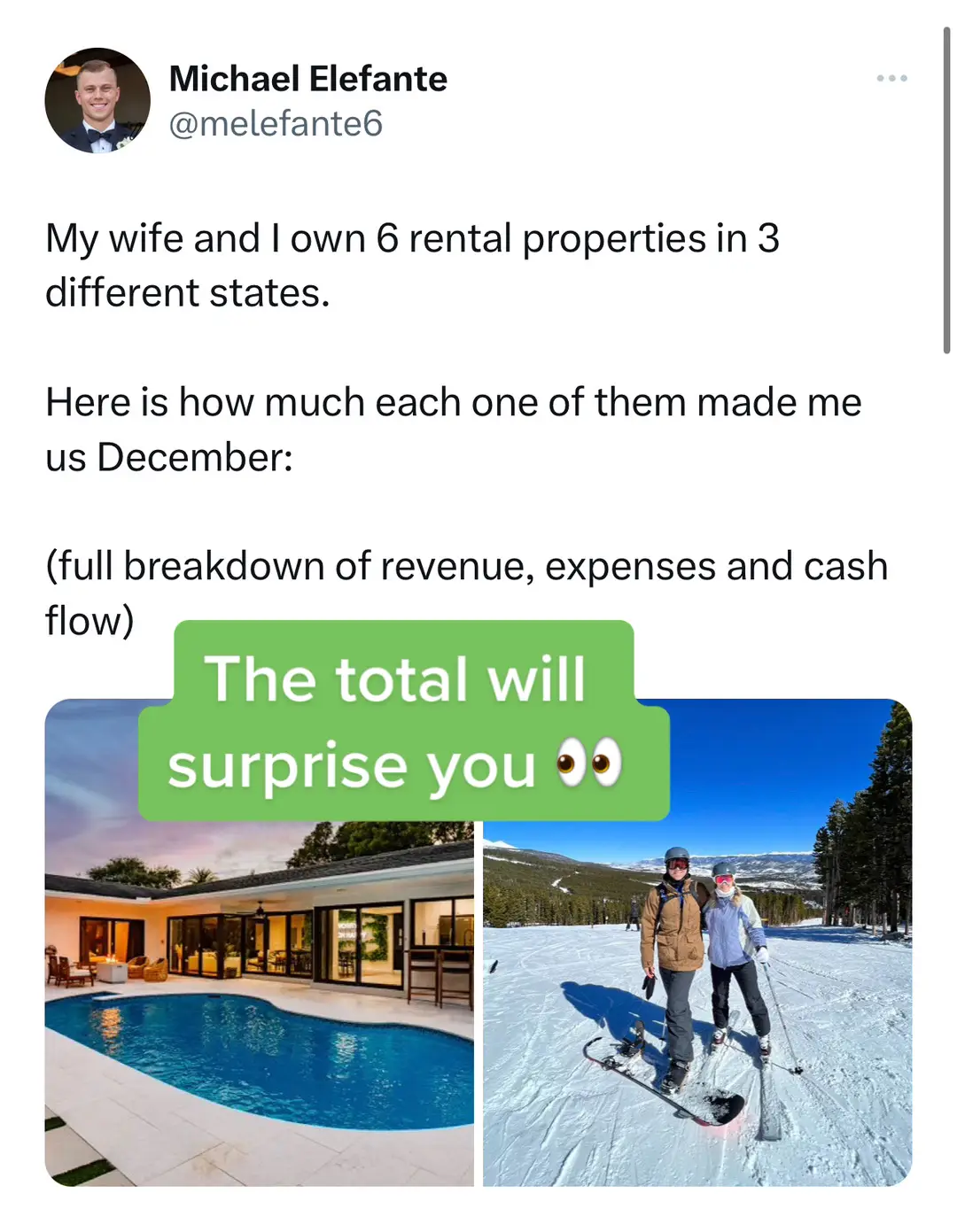 Here is a breakdown of how much our Airbnbs made in December - the total will surprise you 👀 #airbnb #financialfreedom 