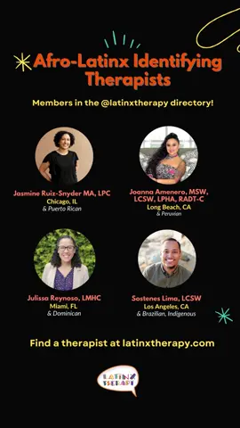 Search for these amazing providers in our directory! #afrolatinxtherapists #blacktherapists #africanamericantherapists #latinxtherapydirectory #linkinbio 
