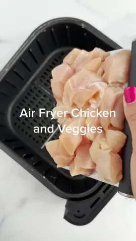 Air Fryer Chicken and Veggies #airfryer #chicken #fooddolls #healthyrecipes   Recipe: 1 pound chicken breast, cut into 1 inch pieces  1/2 red onion, cubed  1 large zucchini, chopped 1 red pepper, chopped 1 yellow pepper, chopped 2 garlic cloves, minced 2 tbsp Cajun seasoning Salt and pepper, to taste 2 tbsp olive oil  Preheat air fryer. In the basket of the air fryer add chicken, and all your veggies. Drizzle with olive oil, garlic and seasoning. Toss everything together. Set at 380 degrees F for 23-25 minutes. Stir half way