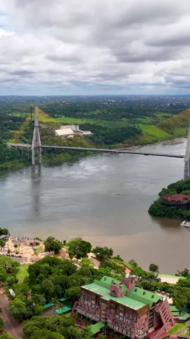 The Triple Frontier (Triple Frontera). On the left upper side is Paraguay, the right side Brazil and on the bottom Argentina. The Friendship Bridge crosses the Paraná River and connects Paraguay with Brazil 🇵🇾🇧🇷🇦🇷 #triplefrontier#triplefrontera#argentina#brasil#paraguay#travel#worldwalkerz