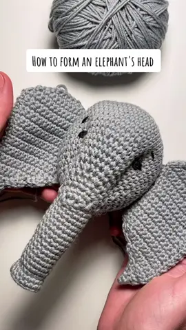 How to form crochet elephant's head 🐘😎 #amigurumi #crochet #crochettutorial #crochetelephant #crochethowto #fyp #fypシ 